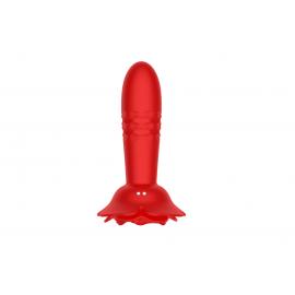 Анальна червона вібро пробка Rose rotating anal plug - 3