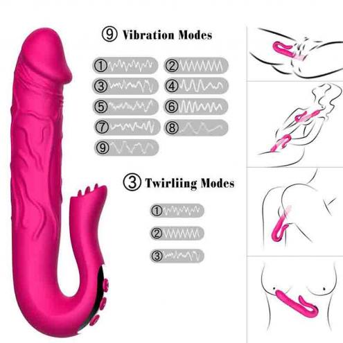 Двойной вибростимулятор Realistic Tongue Stimulating