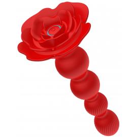 Анальна червона вібро пробка Rose rotating anal beads - 5