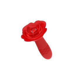 Анальна червона вібро пробка Rose rotating anal plug - 1