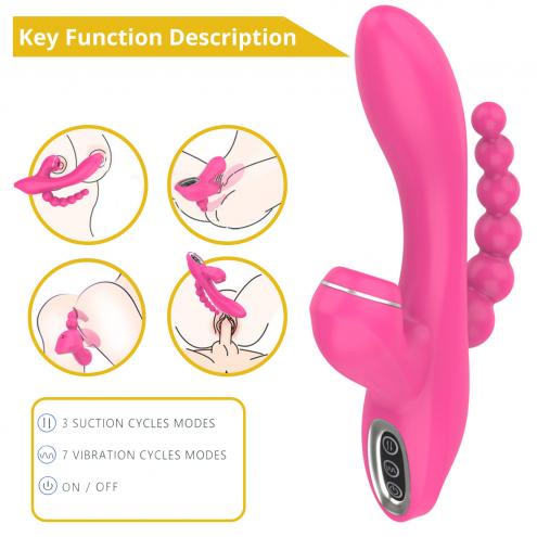 Вибратор - Erospace Sweet Play Sucking Vibrator With Anal Beads A3