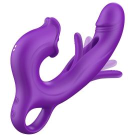 Вібратор - Erospace Sweet Play G-Spot Vibrator With Clitoral Licking Flapping A17 - 5