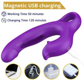 Вібратор - Erospace Sweet Play G-Spot Vibrator With Clitoral Licking Flapping A17 - 4