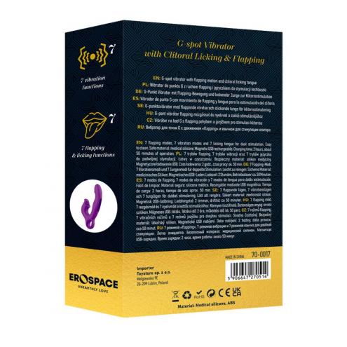 Вибратор - Erospace Sweet Play G-Spot Vibrator With Clitoral Licking Flapping A17