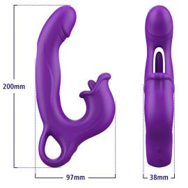 Вібратор - Erospace Sweet Play G-Spot Vibrator With Clitoral Licking Flapping A17 - 2