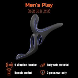 Вібраційне кільце - Erospace Men's Play Vibrating Cock Ring With Clitoral Taint Stimulation B11 - 2