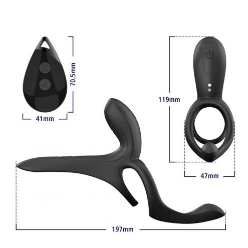 Вібраційне кільце - Erospace Men's Play Vibrating Cock Ring With Clitoral Taint Stimulation B11