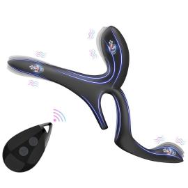 Вібраційне кільце - Erospace Men's Play Vibrating Cock Ring With Clitoral Taint Stimulation B11 - 4