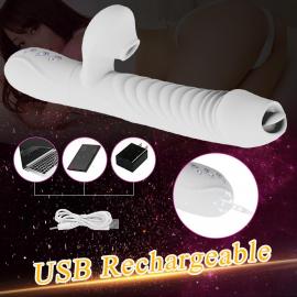 Вібратор для подвійної стимуляції Silicone Vibrator, БІЛИЙ - 2
