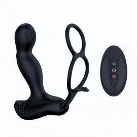 Массажер простаты Wibrator-Silicone Massager 7 Function and Heating Function, Black