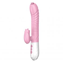 Вібратор для подвійної стимуляції Silicone Vibrator USB 7 Function and Thrusting Function / Heating