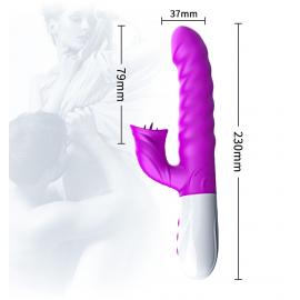 Вібратор для подвійної стимуляції Silicon, Vibrator 7 Function and Heating Mode, PURPLE - 4