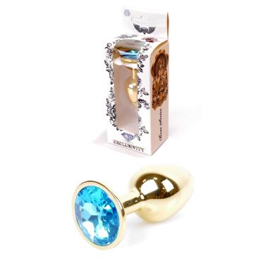 Анальная пробка Jewellery Gold PLUG Light Blue