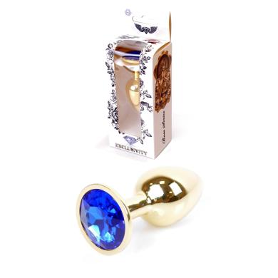 Анальная пробка Jewellery Gold PLUG Dark Blue