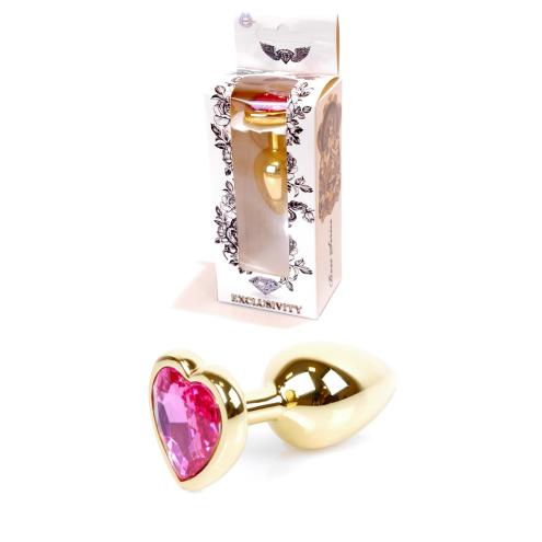 Анальна пробка Jewellery Gold Heart PLUG Pink