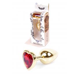 Анальна пробка Jewellery Gold Heart PLUG Red