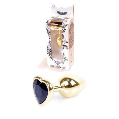 Анальна пробка Jawellery Gold Heart PLUG Black