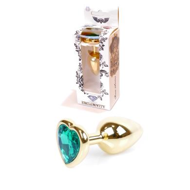 Анальная пробка Jawellery Gold Heart PLUG Green