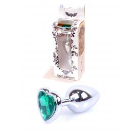 Анальна пробка Jawellery Silver Heart PLUG-Green