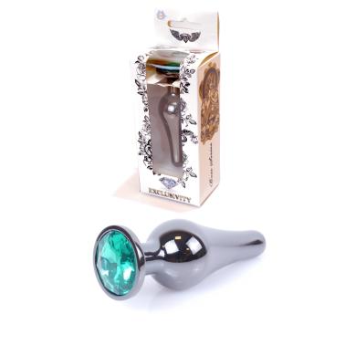 Анальна пробка Jewellery Dark Silver BUTT PLUG Green