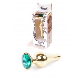Анальна пробка Jawellery Gold BUTT PLUG Green - 1