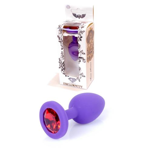 Анальна пробка Jewellery Purple Silikon PLUG Small Red Diamond