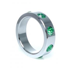 Pierścień-Metal Cock Ring with Green Diamonds Large
