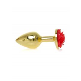 Анальна металева пробка Plug-Jewellery Gold PLUG ROSE-Red - 2