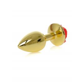 Анальна металева пробка Plug-Jewellery Gold PLUG ROSE-Red - 3