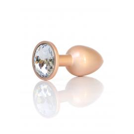 Анальна металева пробка Plug-Jewellery Pearl Gold PLUG- Clear S - 1