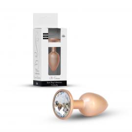 Анальна металева пробка Plug-Jewellery Pearl Gold PLUG- Clear M - 1