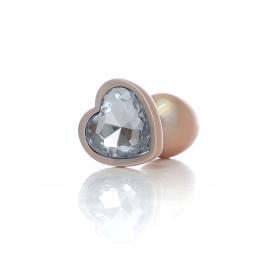 Анальна металева пробка Plug-Jewellery Pearl Gold Heart PLUG - Clear S - 5