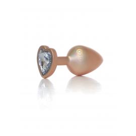 Анальна металева пробка Plug-Jewellery Pearl Gold Heart PLUG- Clear M - 1