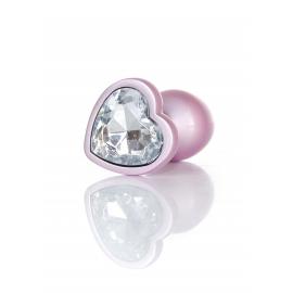 Анальна металева пробка Plug - Jewellery Pearl Pink Heart PLUG - Clear S - 4