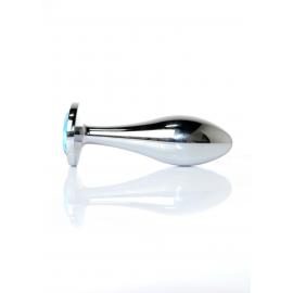 Анальна металева пробка Plug-Jewellery Silver PLUG- Light Blue L - 5