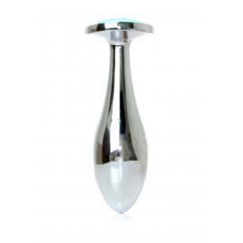 Анальна металева пробка Plug-Jewellery Silver PLUG- Light Blue L - 2