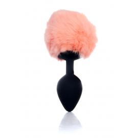 Анальна пробка Jewellery Silicon PLUG - Bunny Tail - Black-Peach
