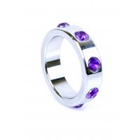 Эрекционное кольцо Metal Cock Ring with Purple Diamonds Large