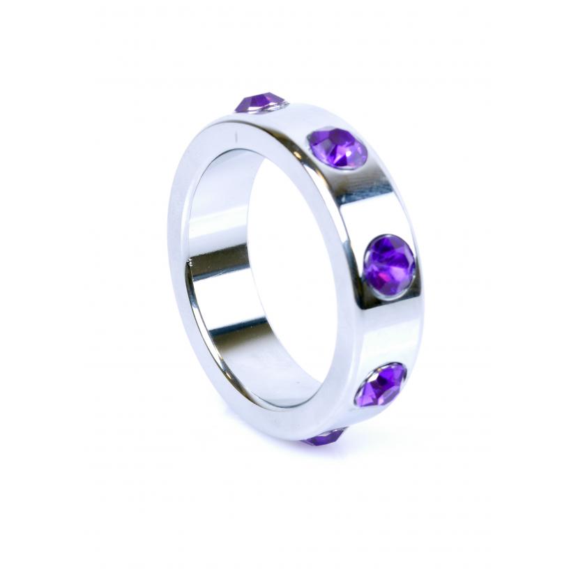 Эрекционное кольцо Metal Cock Ring with Purple Diamonds Large