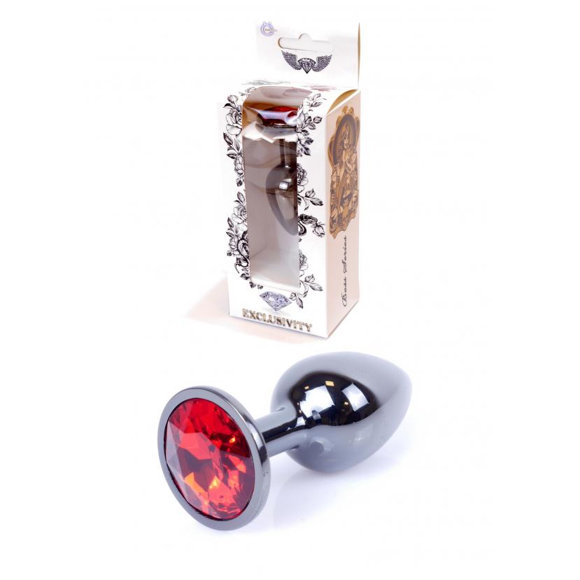 Анальна пробка B - Series HeavyFun Jewellery Dark Silver Plug, червона