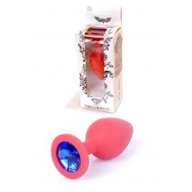 Анальная пробка Jewellery Red Silikon PLUG Medium Blue Diamond