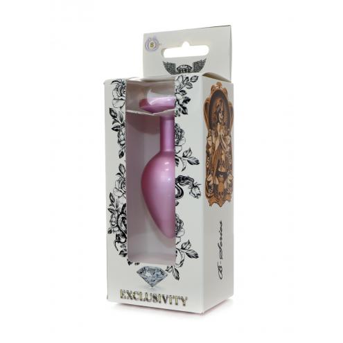 Анальна металева пробка Plug-Jewellery Pearl Pink PLUG- Clear M