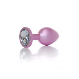 Анальна металева пробка Plug-Jewellery Pearl Pink PLUG- Clear M - 1