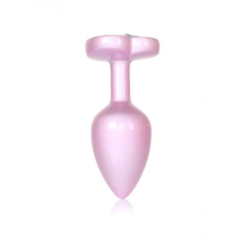 Анальна металева пробка Plug-Jewellery Pearl Pink Heart PLUG - Clear L