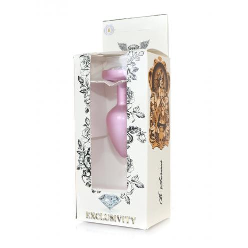 Анальна металева пробка Plug-Jewellery Pearl Pink Heart PLUG - Clear L