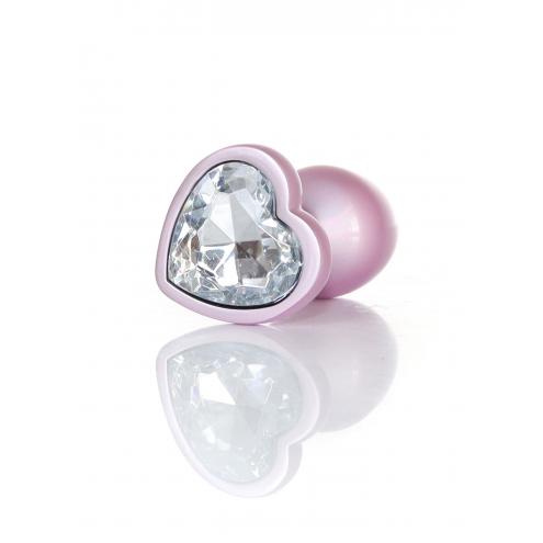 Анальна металева пробка Plug-Jewellery Pearl Pink Heart PLUG - Clear L