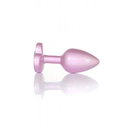 Анальна металева пробка Plug-Jewellery Pearl Pink Heart PLUG - Clear L