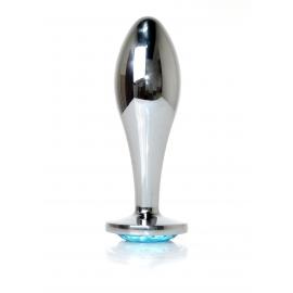 Анальна металева пробка Plug-Jewellery Silver PLUG- Light Blue L - 1