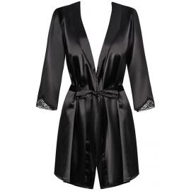 Комплект Obsessive Satinia robe (Чорний, S/M) - 2