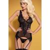 Комплект Obsessive Emperita corset (Чорний,  L/XL)